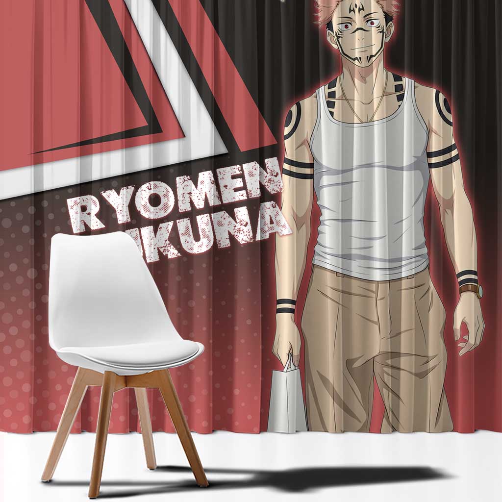 Ryomen Sukuna Window Curtain Grunge Anime Poster Style