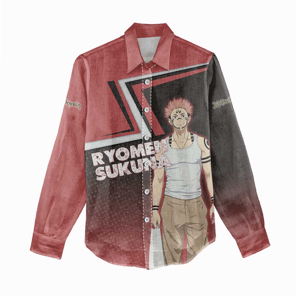 Ryomen Sukuna Women Casual Shirt Grunge Anime Poster Style