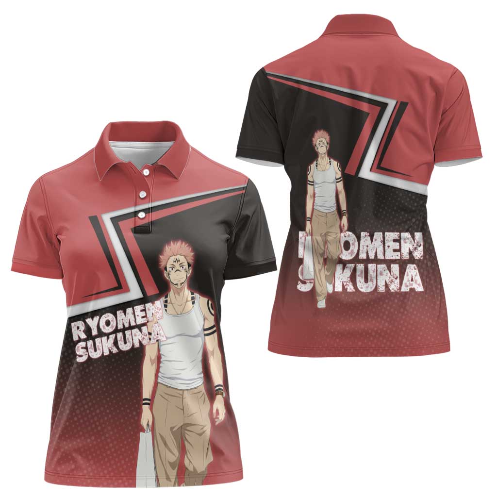Ryomen Sukuna Women Polo Shirt Grunge Anime Poster Style