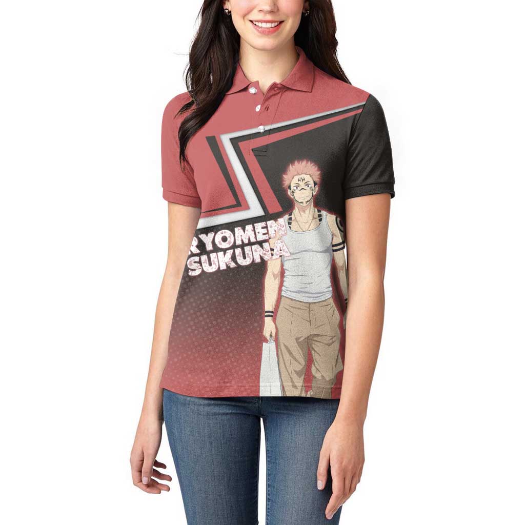 Ryomen Sukuna Women Polo Shirt Grunge Anime Poster Style