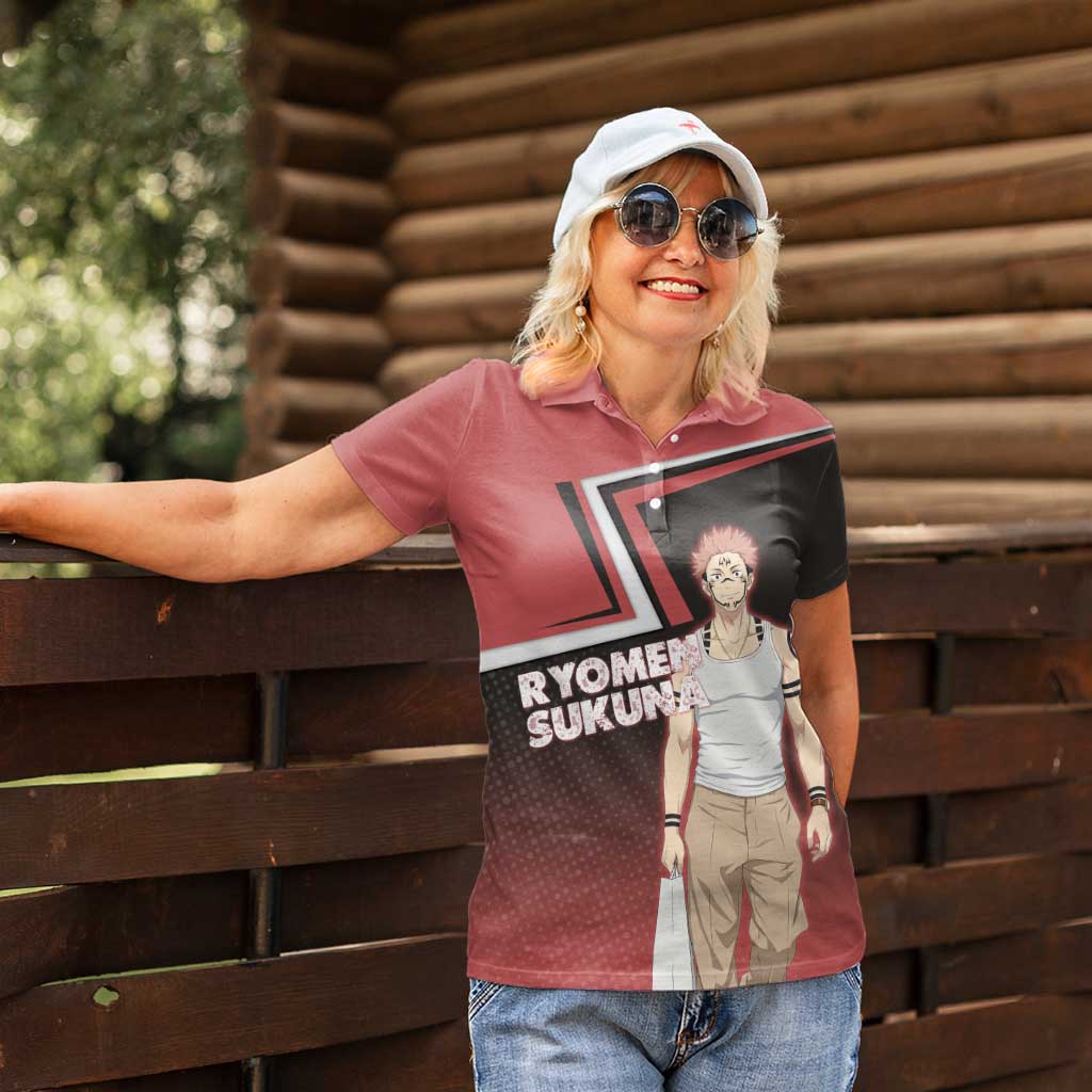 Ryomen Sukuna Women Polo Shirt Grunge Anime Poster Style