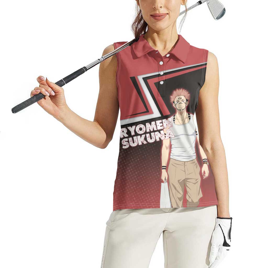 Ryomen Sukuna Women Sleeveless Polo Shirt Grunge Anime Poster Style