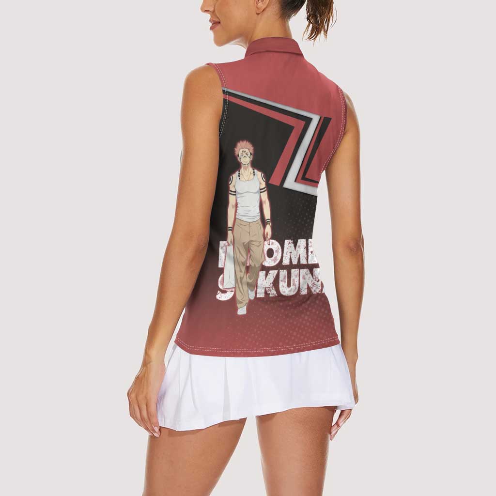 Ryomen Sukuna Women Sleeveless Polo Shirt Grunge Anime Poster Style