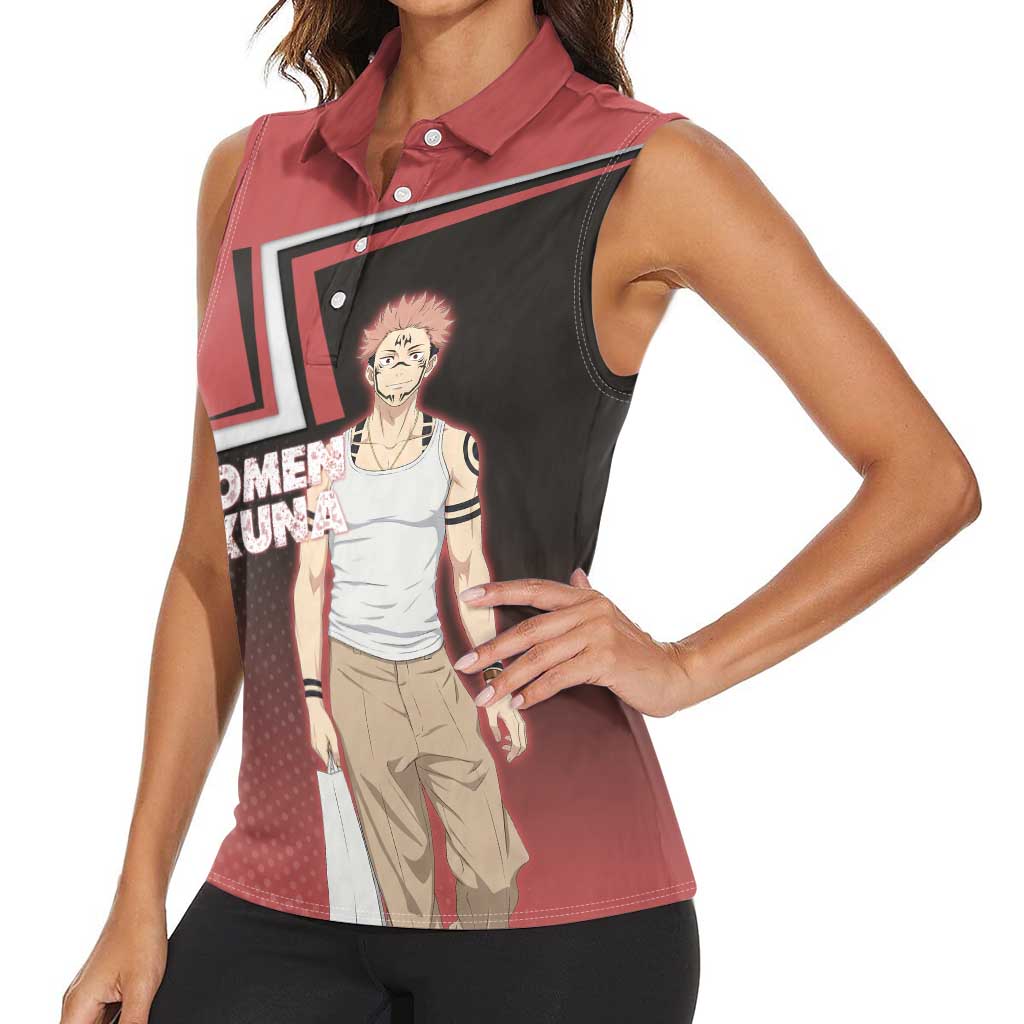 Ryomen Sukuna Women Sleeveless Polo Shirt Grunge Anime Poster Style