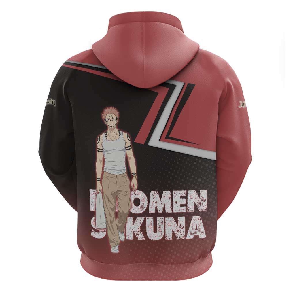 Ryomen Sukuna Zip Hoodie Grunge Anime Poster Style