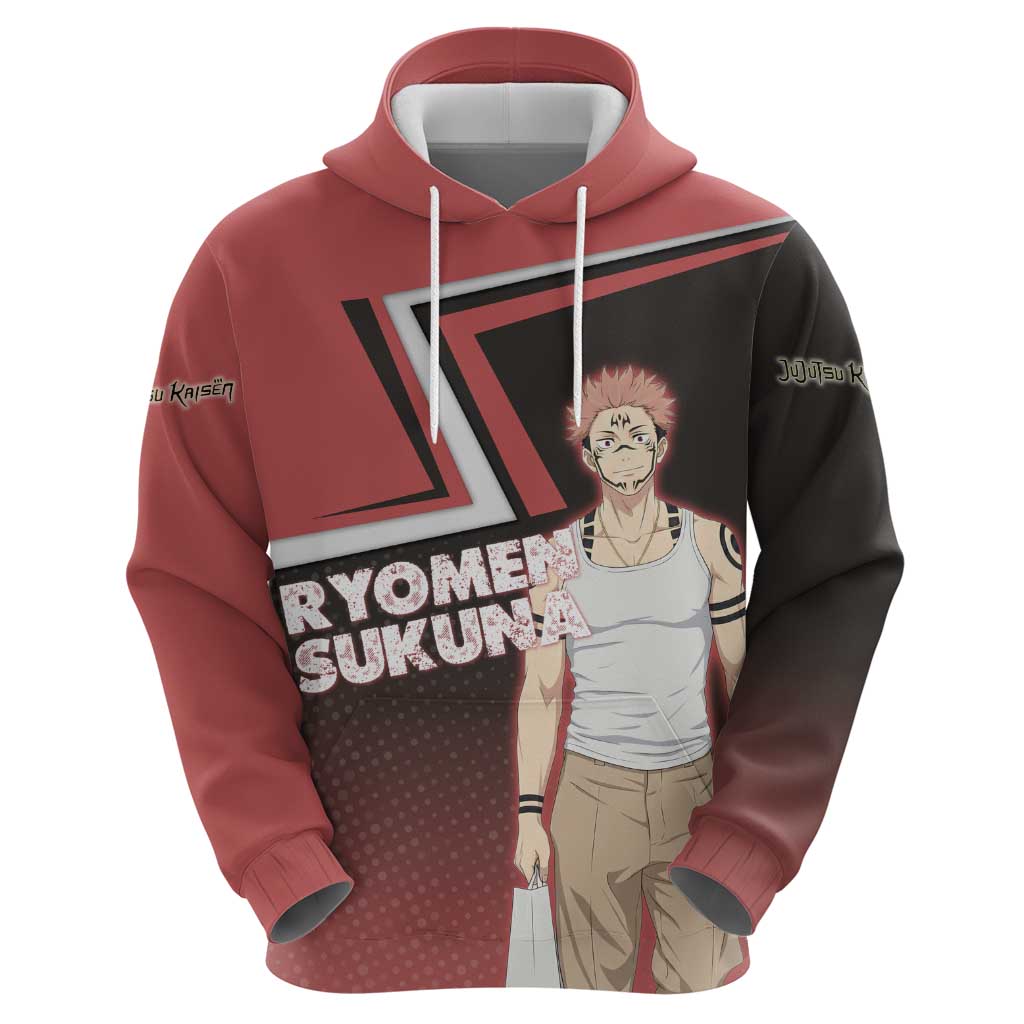Ryomen Sukuna Zip Hoodie Grunge Anime Poster Style