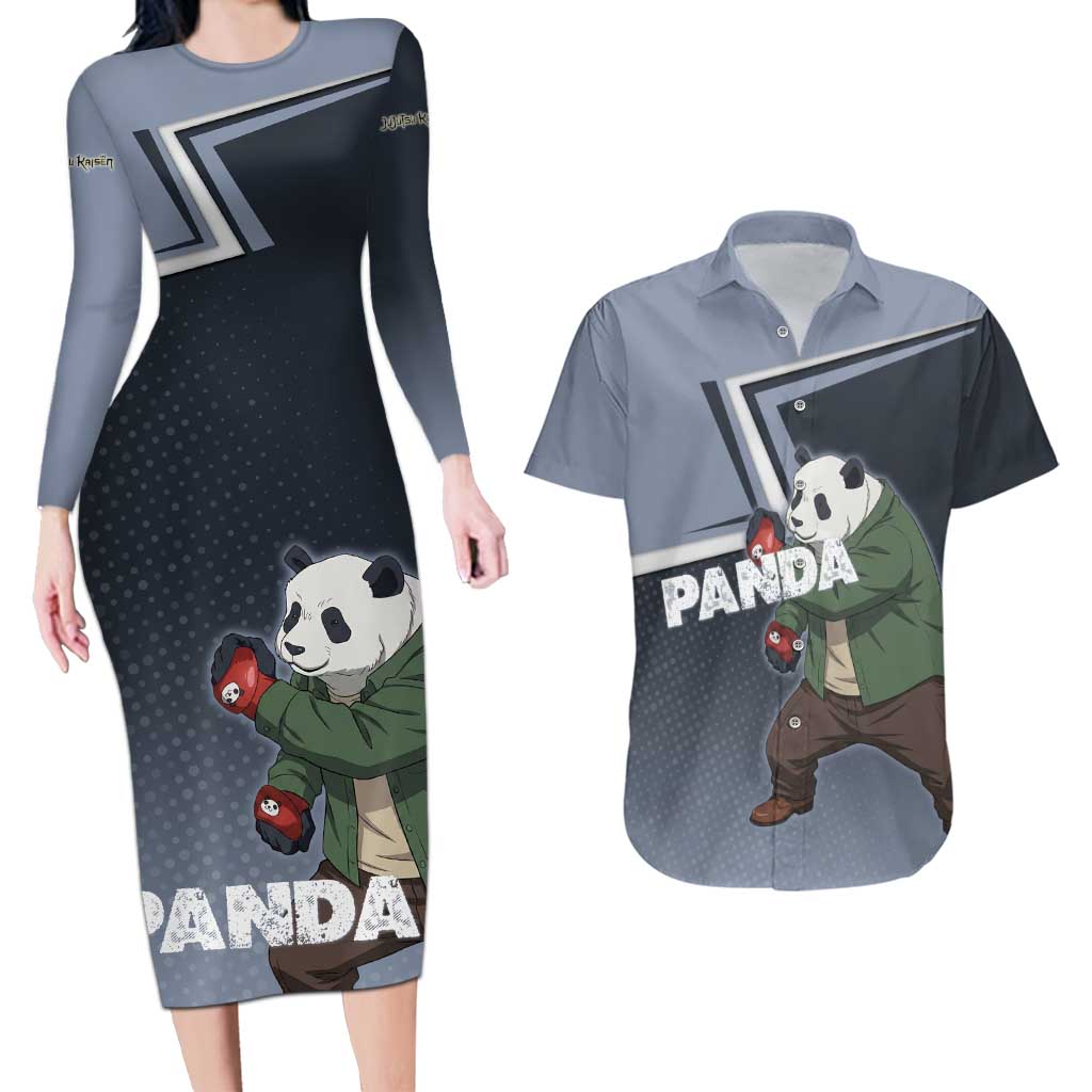 Panda Couples Matching Long Sleeve Bodycon Dress and Hawaiian Shirt Urban Anime Combat Style