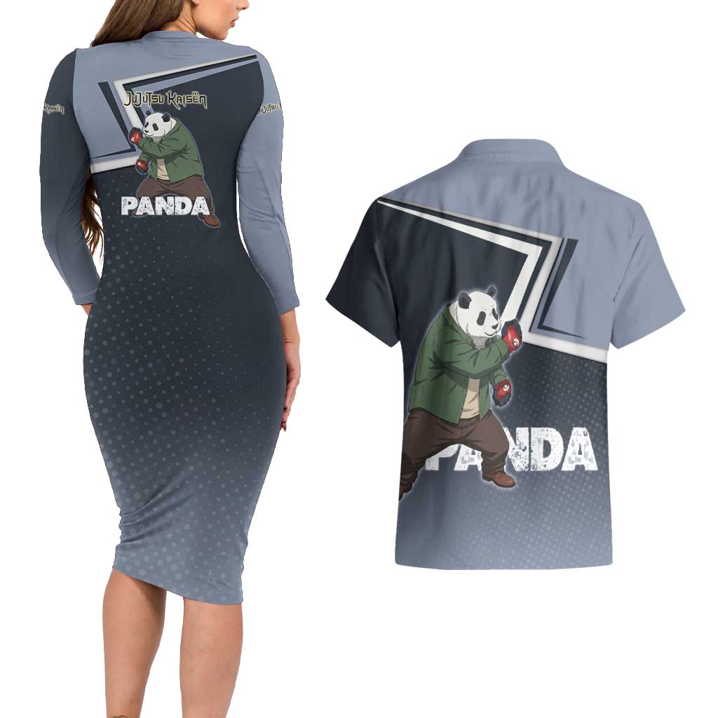 Panda Couples Matching Long Sleeve Bodycon Dress and Hawaiian Shirt Urban Anime Combat Style