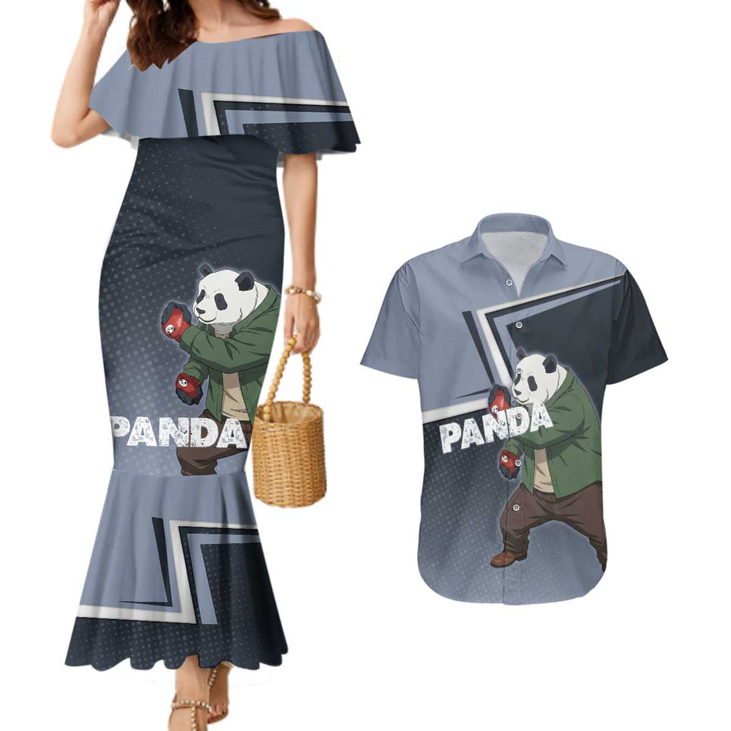 Panda Couples Matching Mermaid Dress and Hawaiian Shirt Urban Anime Combat Style