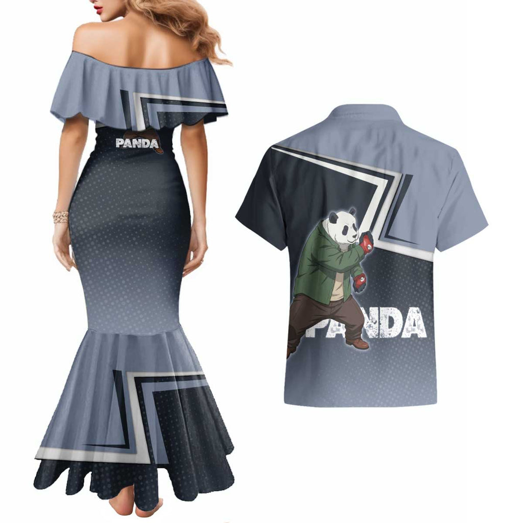 Panda Couples Matching Mermaid Dress and Hawaiian Shirt Urban Anime Combat Style