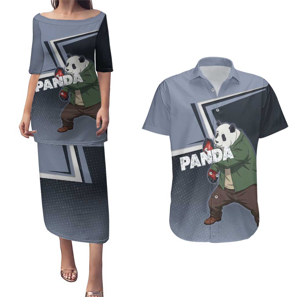Panda Couples Matching Puletasi and Hawaiian Shirt Urban Anime Combat Style