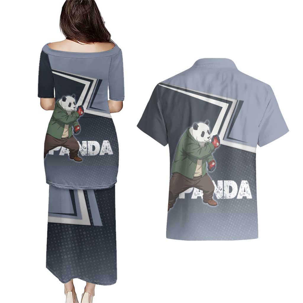 Panda Couples Matching Puletasi and Hawaiian Shirt Urban Anime Combat Style