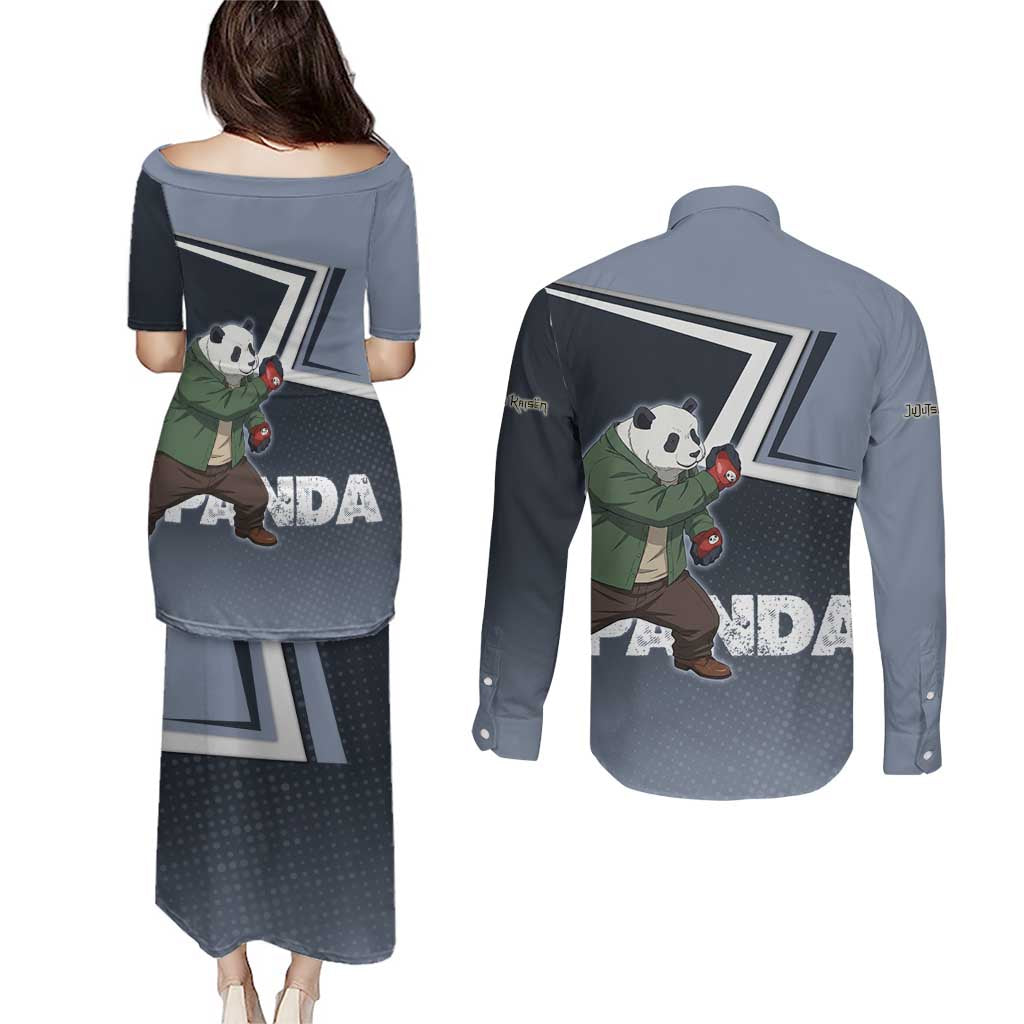 Panda Couples Matching Puletasi and Long Sleeve Button Shirt Urban Anime Combat Style