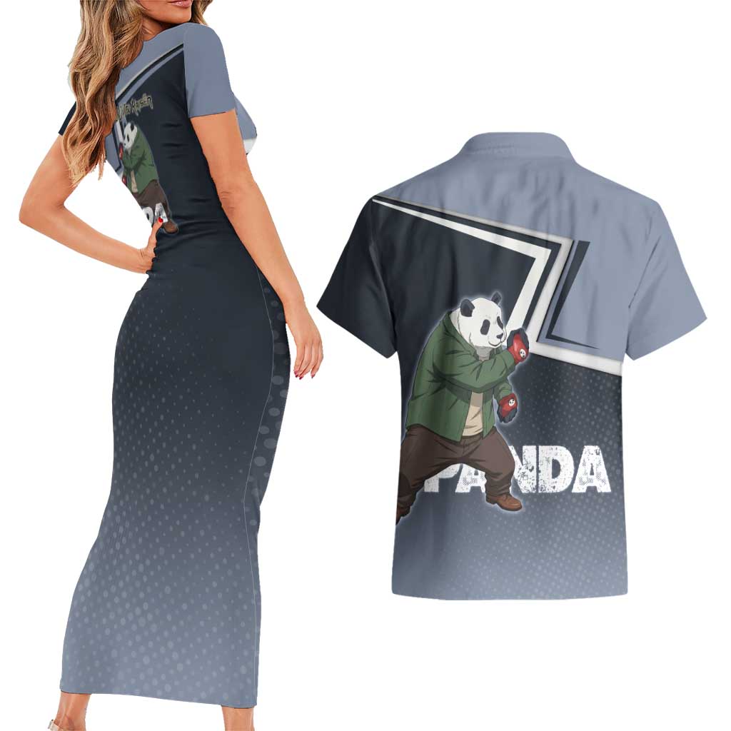 Panda Couples Matching Short Sleeve Bodycon Dress and Hawaiian Shirt Urban Anime Combat Style