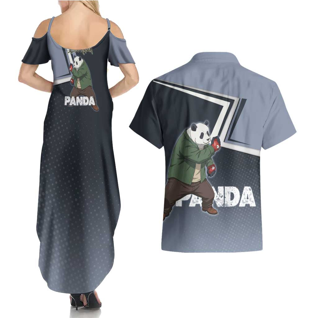 Panda Couples Matching Summer Maxi Dress and Hawaiian Shirt Urban Anime Combat Style