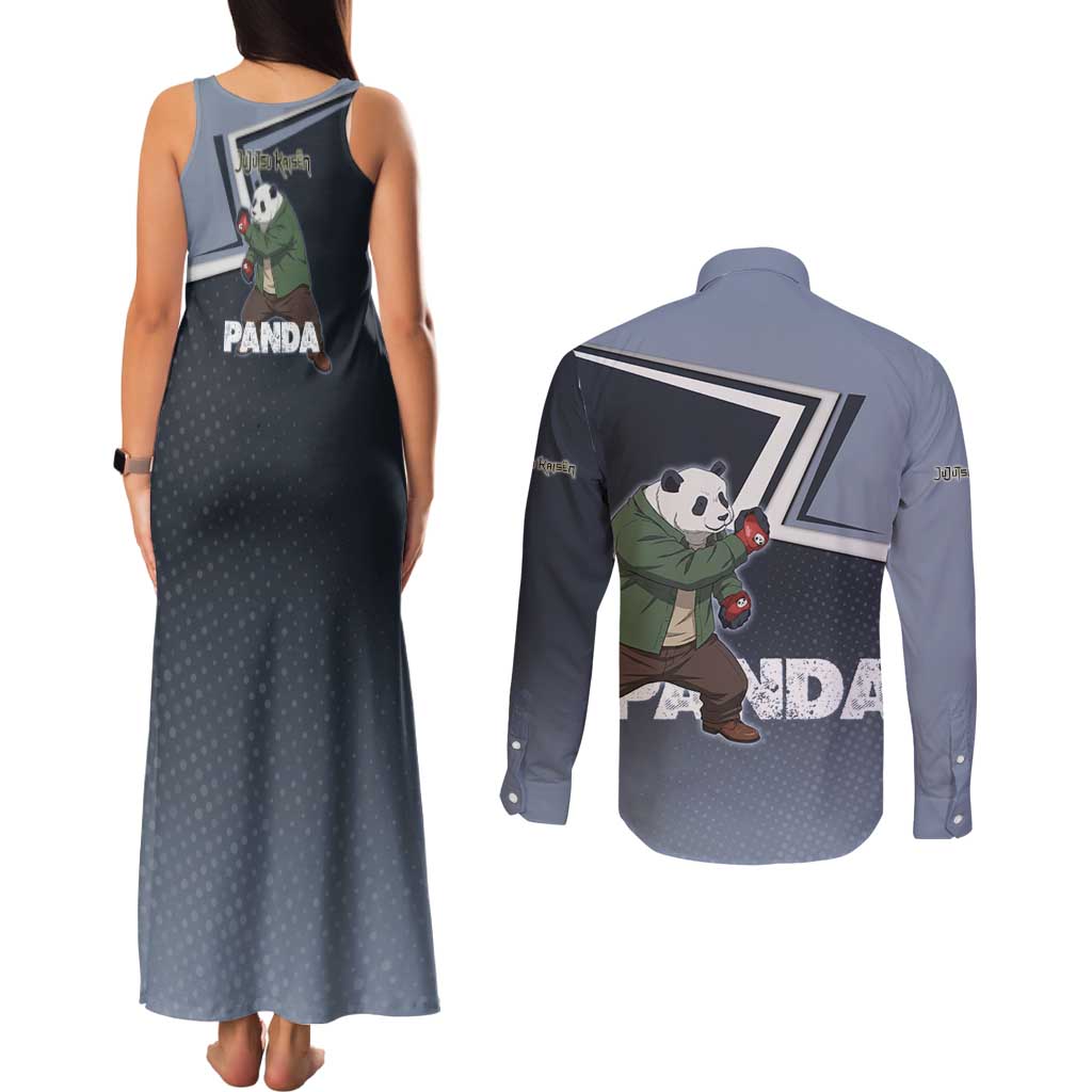 Panda Couples Matching Tank Maxi Dress and Long Sleeve Button Shirt Urban Anime Combat Style