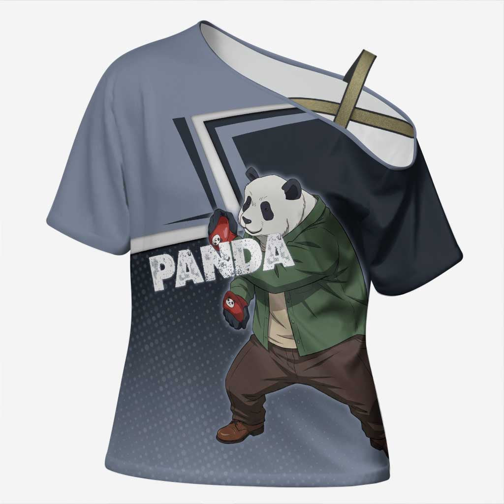 Panda Cross Shoulder Shirt Urban Anime Combat Style