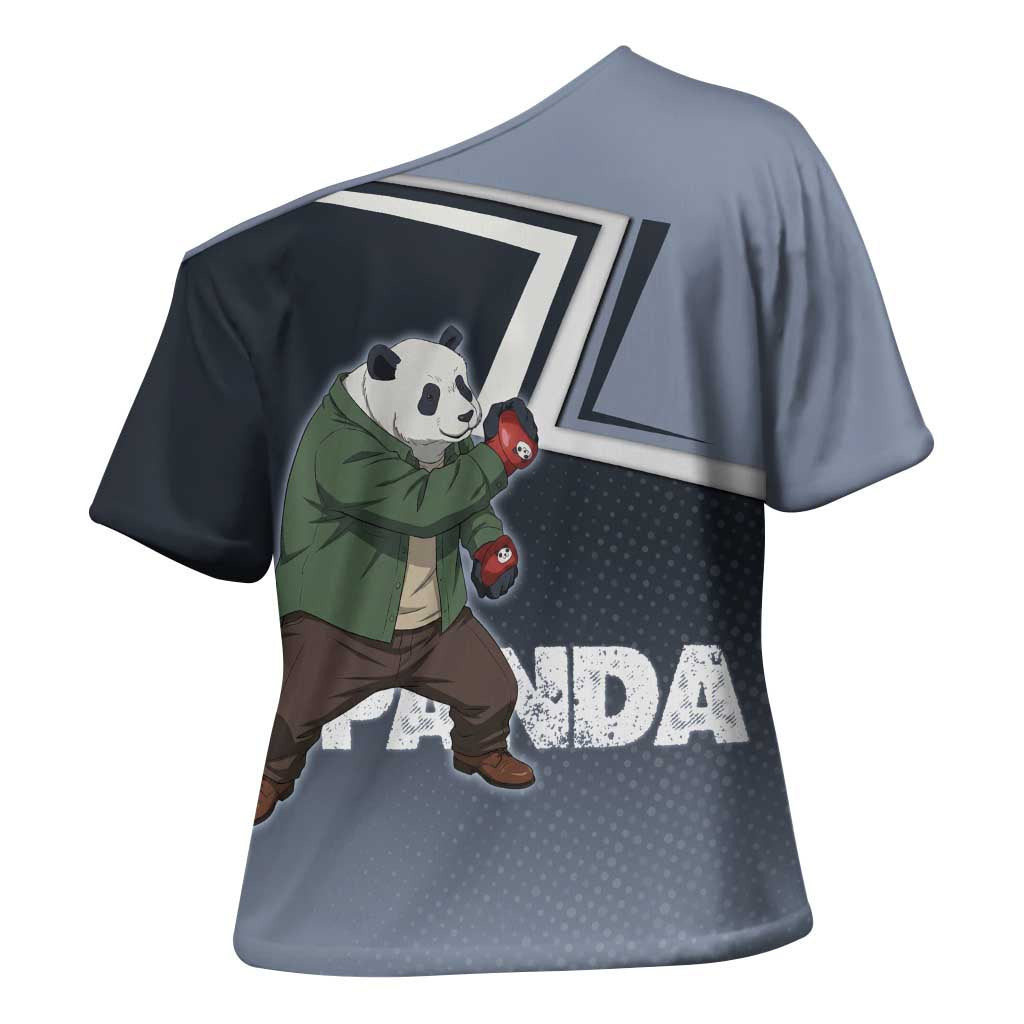 Panda Cross Shoulder Shirt Urban Anime Combat Style