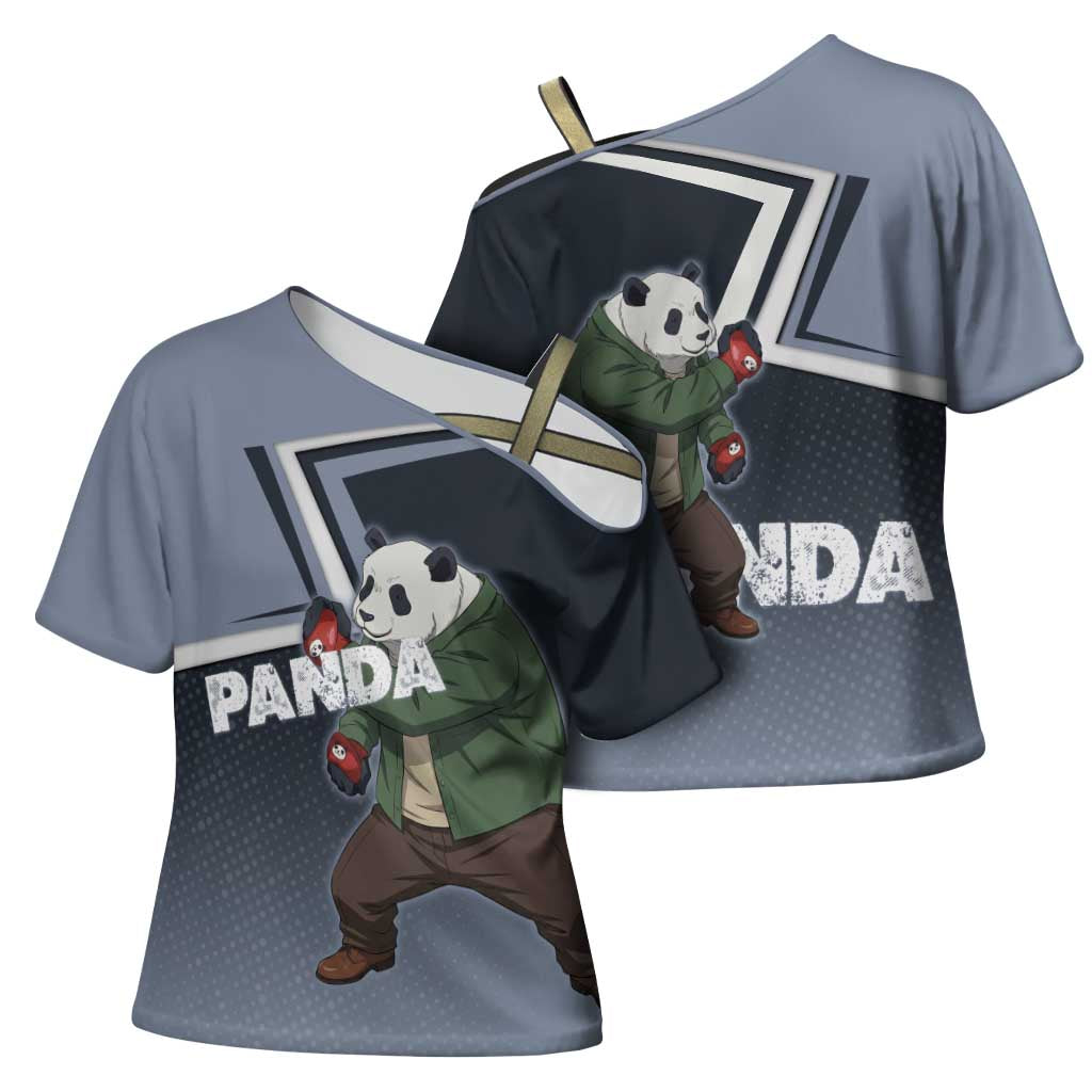 Panda Cross Shoulder Shirt Urban Anime Combat Style