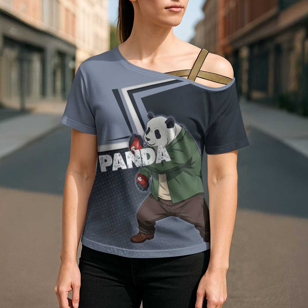 Panda Cross Shoulder Shirt Urban Anime Combat Style