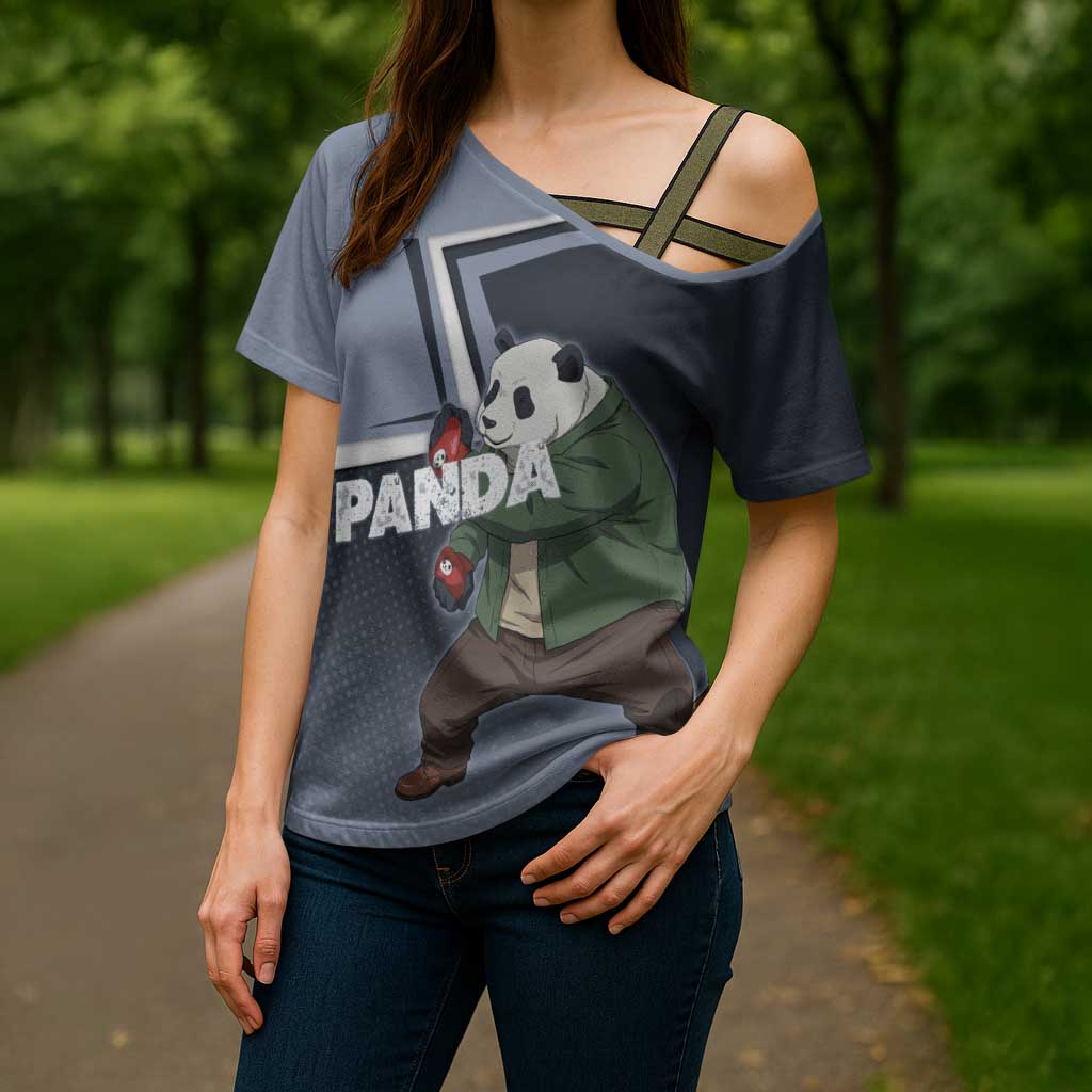 Panda Cross Shoulder Shirt Urban Anime Combat Style