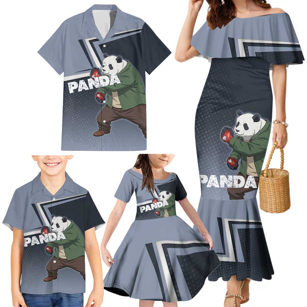 Panda Family Matching Mermaid Dress and Hawaiian Shirt Urban Anime Combat Style