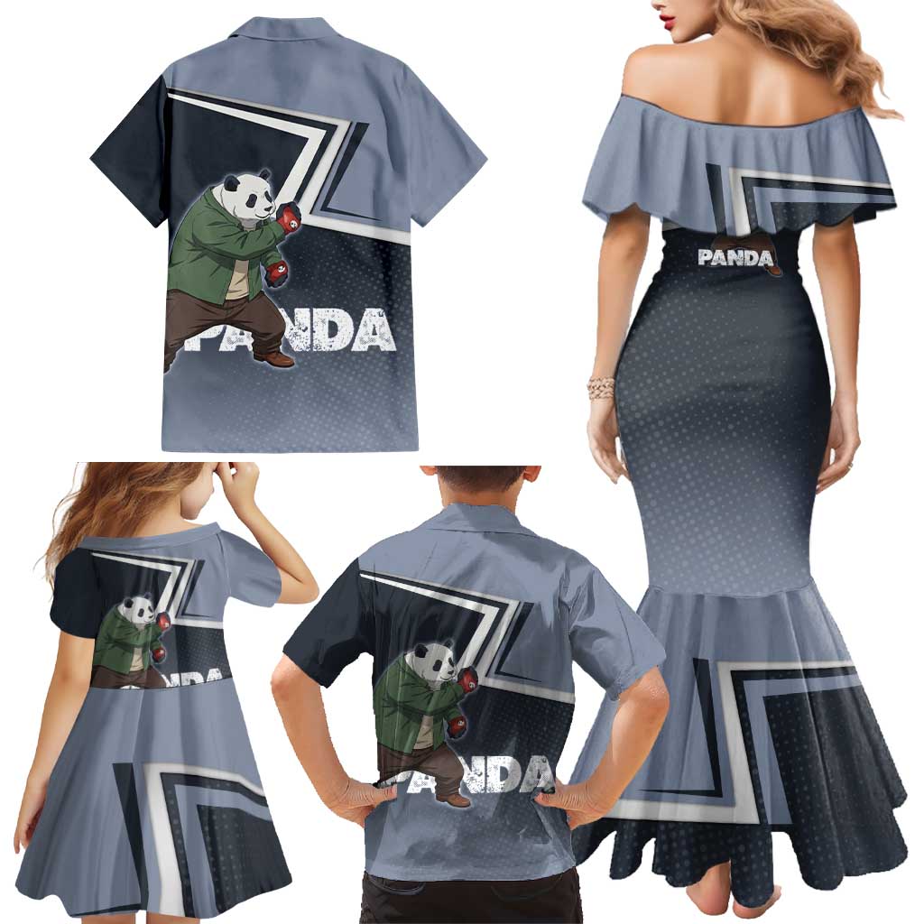 Panda Family Matching Mermaid Dress and Hawaiian Shirt Urban Anime Combat Style