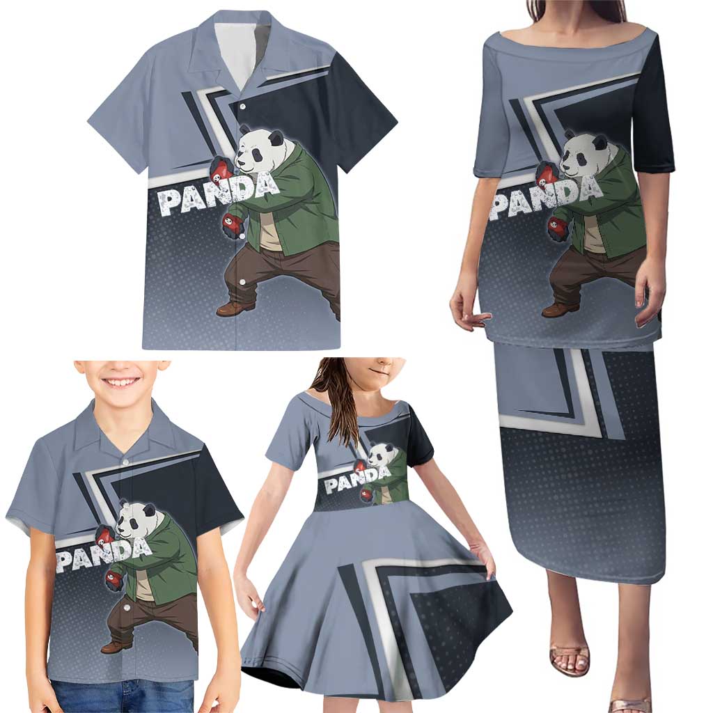 Panda Family Matching Puletasi and Hawaiian Shirt Urban Anime Combat Style