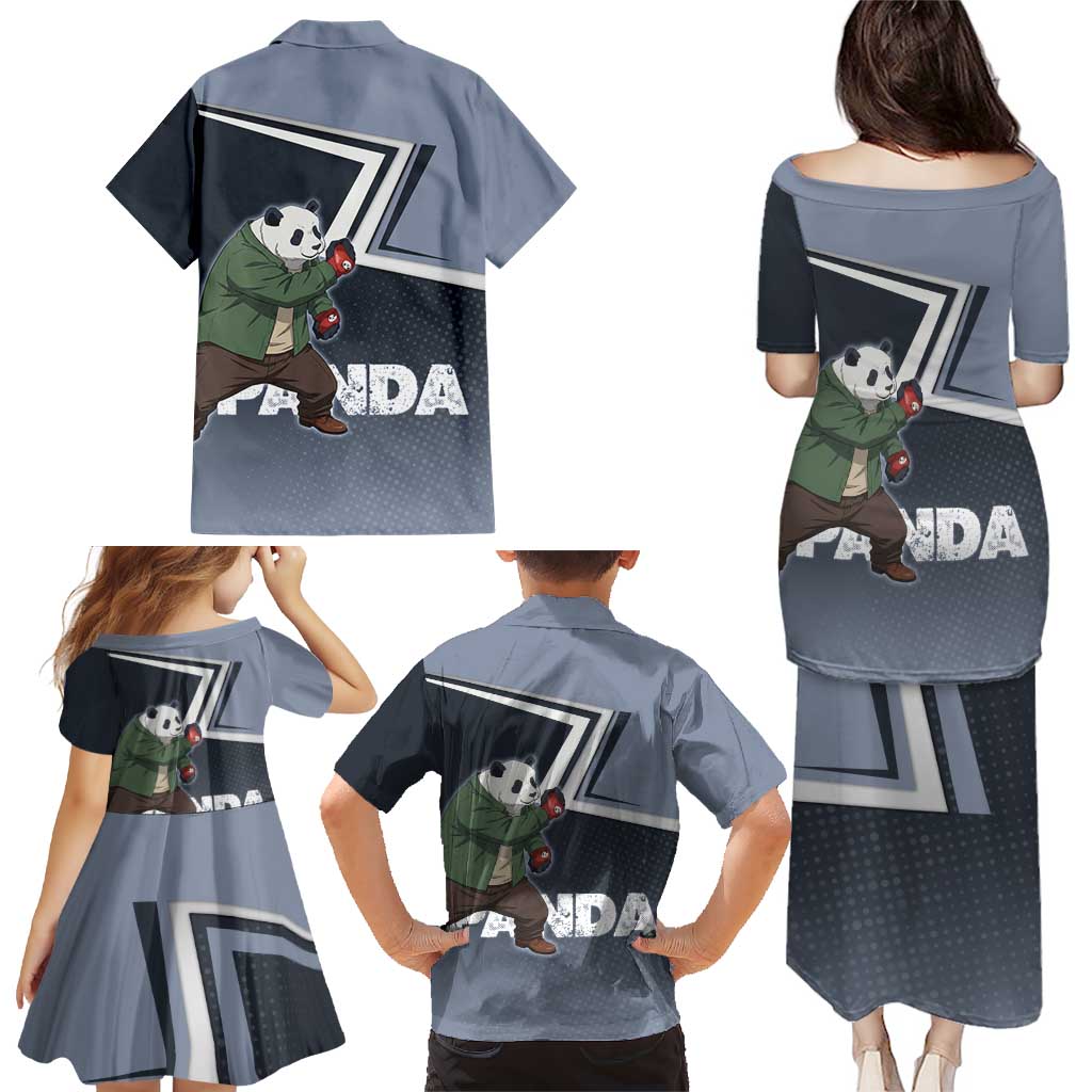 Panda Family Matching Puletasi and Hawaiian Shirt Urban Anime Combat Style