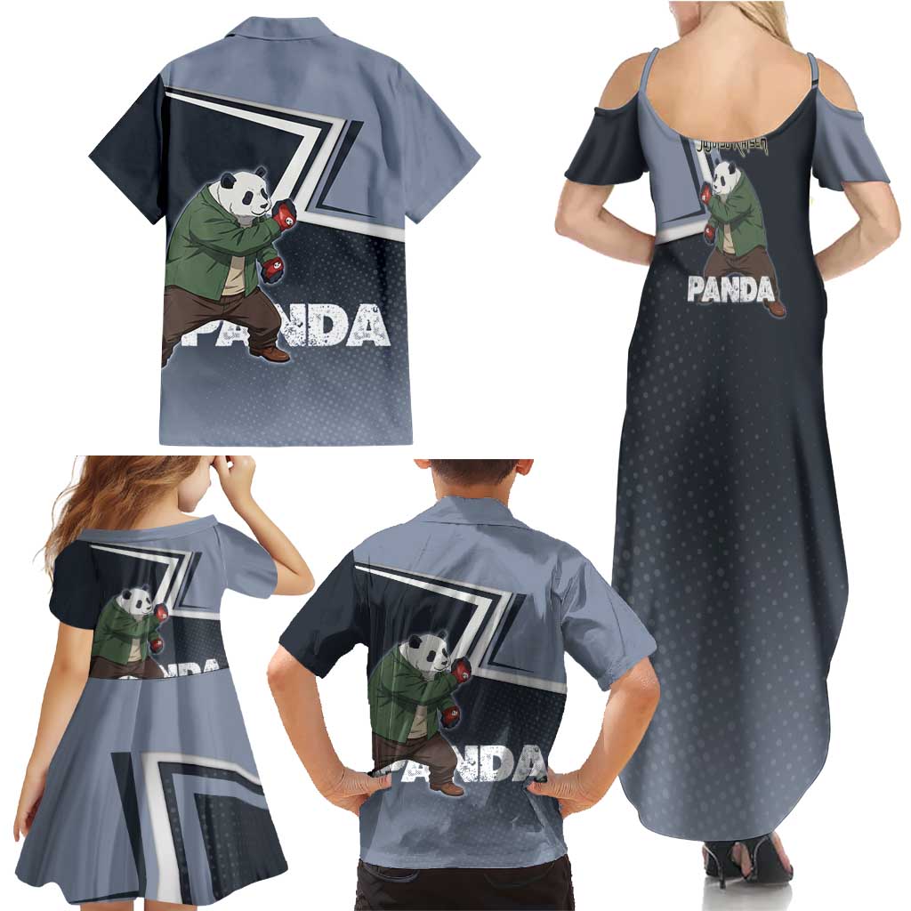 Panda Family Matching Summer Maxi Dress and Hawaiian Shirt Urban Anime Combat Style