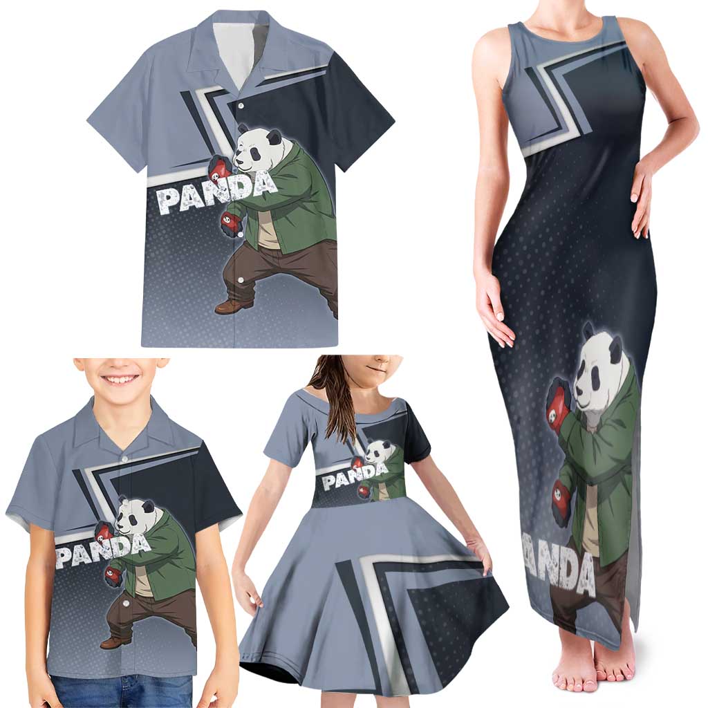 Panda Family Matching Tank Maxi Dress and Hawaiian Shirt Urban Anime Combat Style