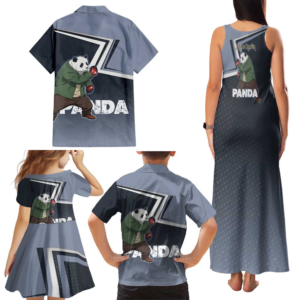 Panda Family Matching Tank Maxi Dress and Hawaiian Shirt Urban Anime Combat Style