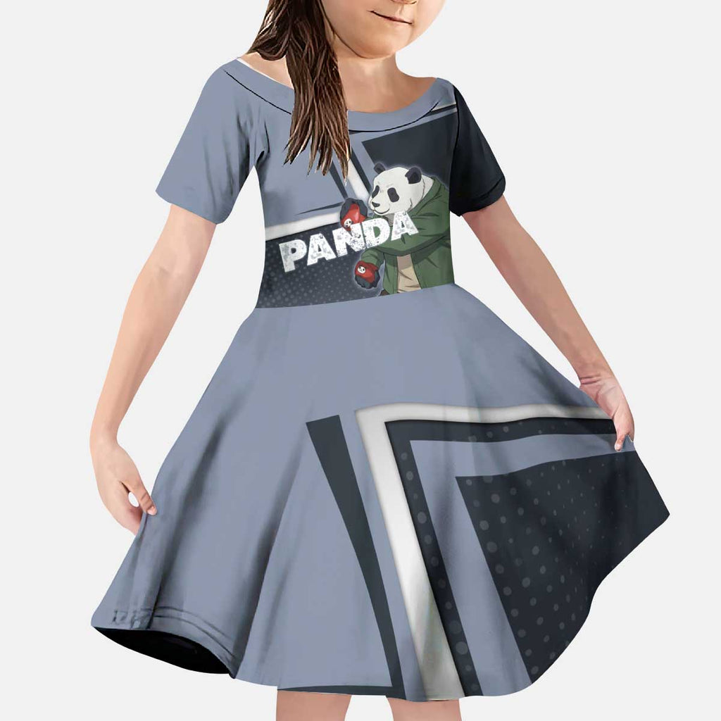 Panda Kid Short Sleeve Dress Urban Anime Combat Style
