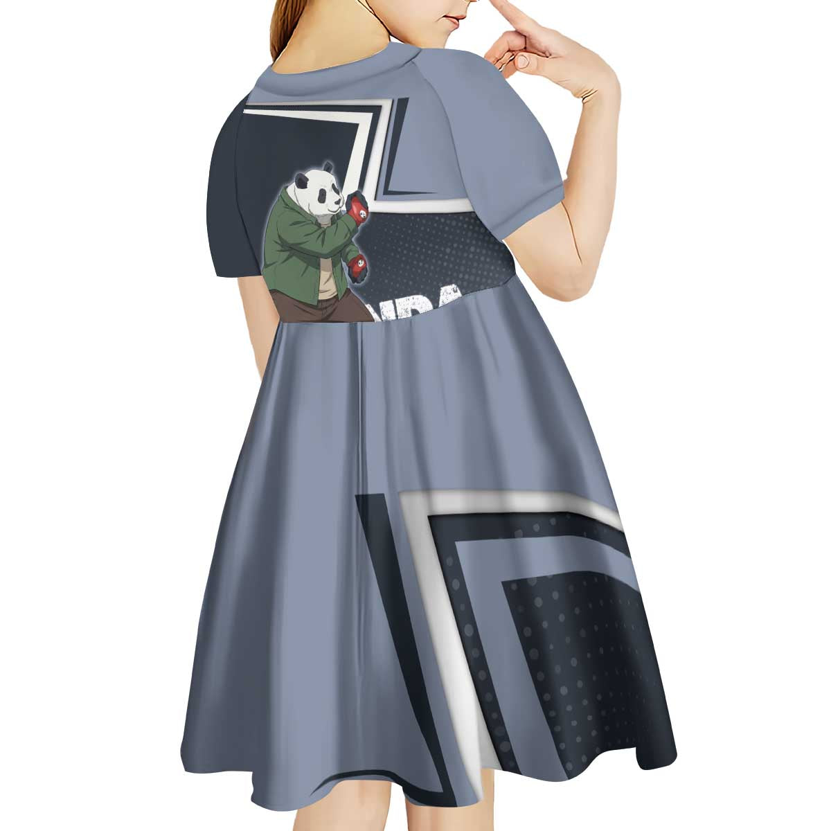 Panda Kid Short Sleeve Dress Urban Anime Combat Style