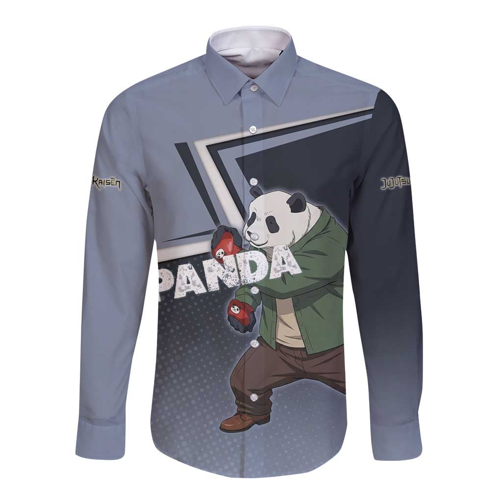 Panda Long Sleeve Button Shirt Urban Anime Combat Style