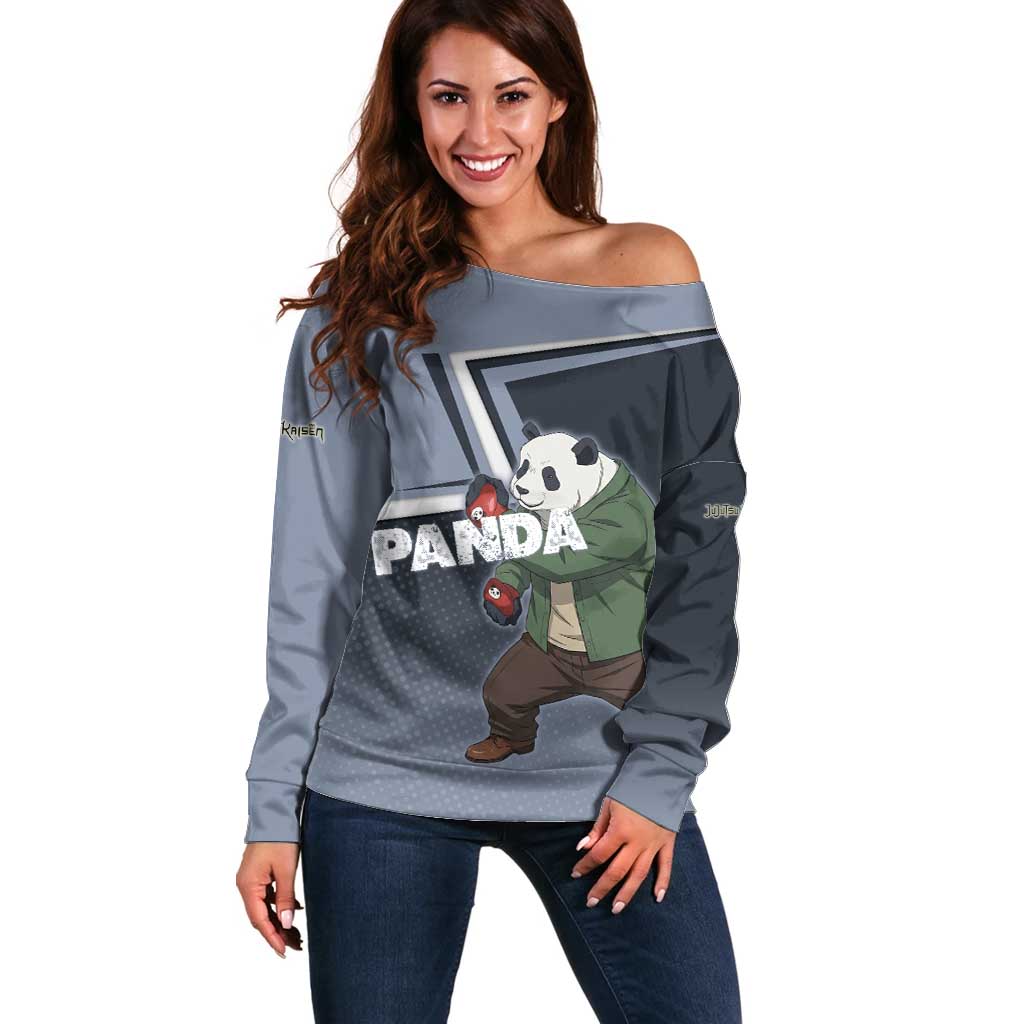 Panda Off Shoulder Sweater Urban Anime Combat Style