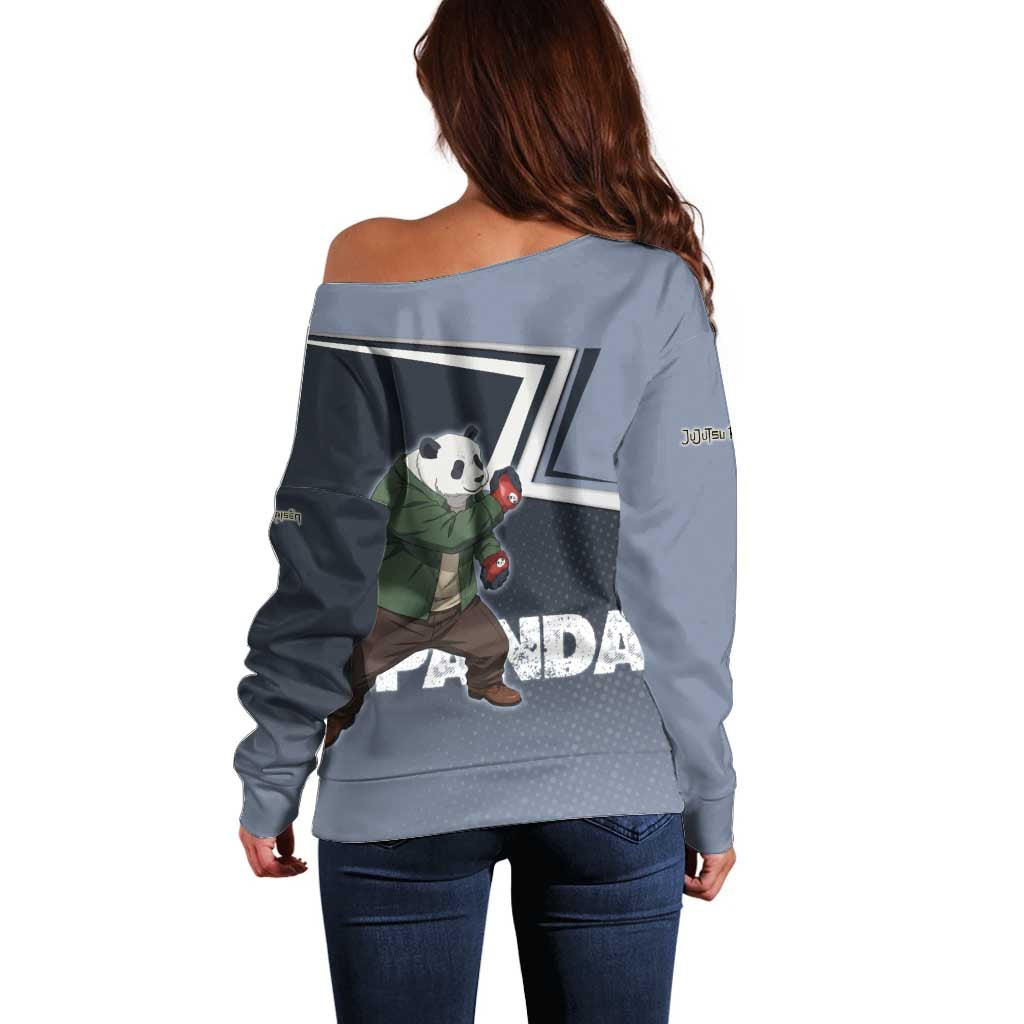 Panda Off Shoulder Sweater Urban Anime Combat Style
