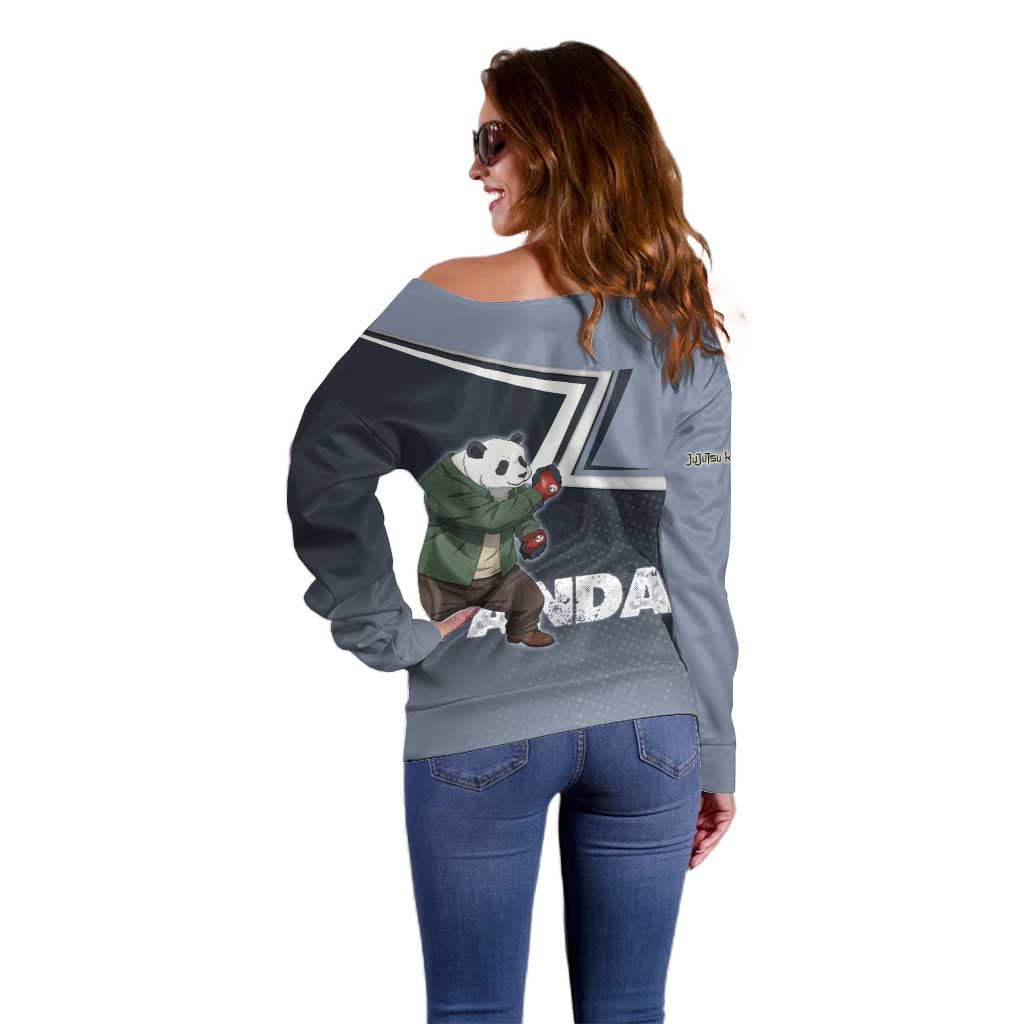 Panda Off Shoulder Sweater Urban Anime Combat Style