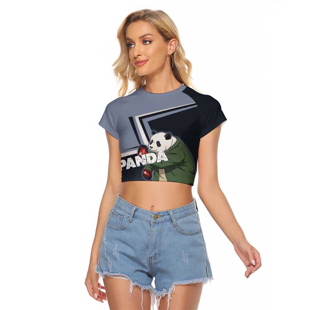 Panda Raglan Cropped T Shirt Urban Anime Combat Style