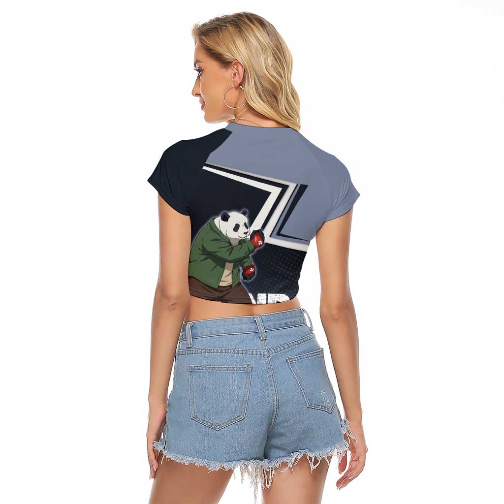 Panda Raglan Cropped T Shirt Urban Anime Combat Style