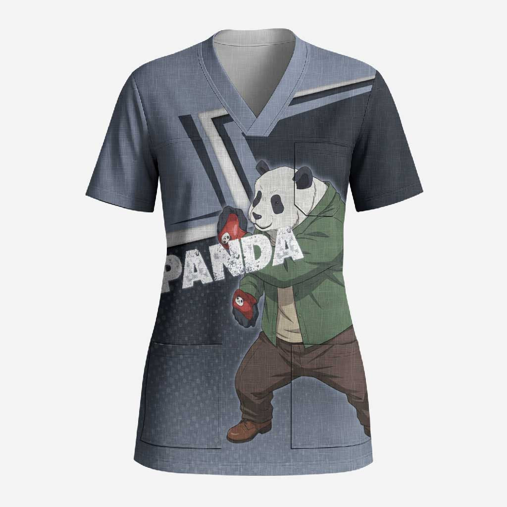 Panda Scrub Top Urban Anime Combat Style