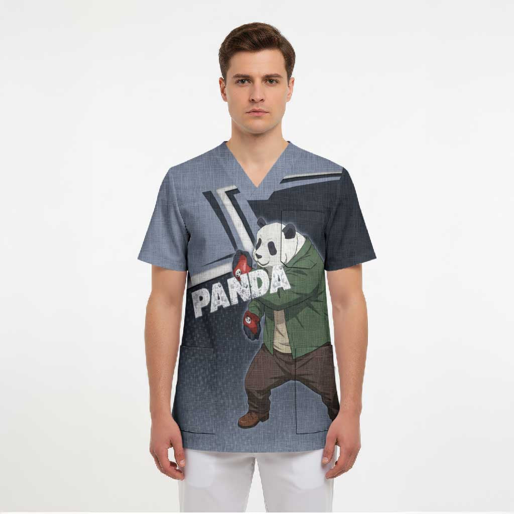 Panda Scrub Top Urban Anime Combat Style