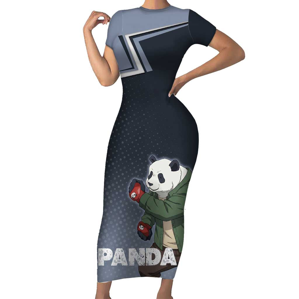 Panda Short Sleeve Bodycon Dress Urban Anime Combat Style