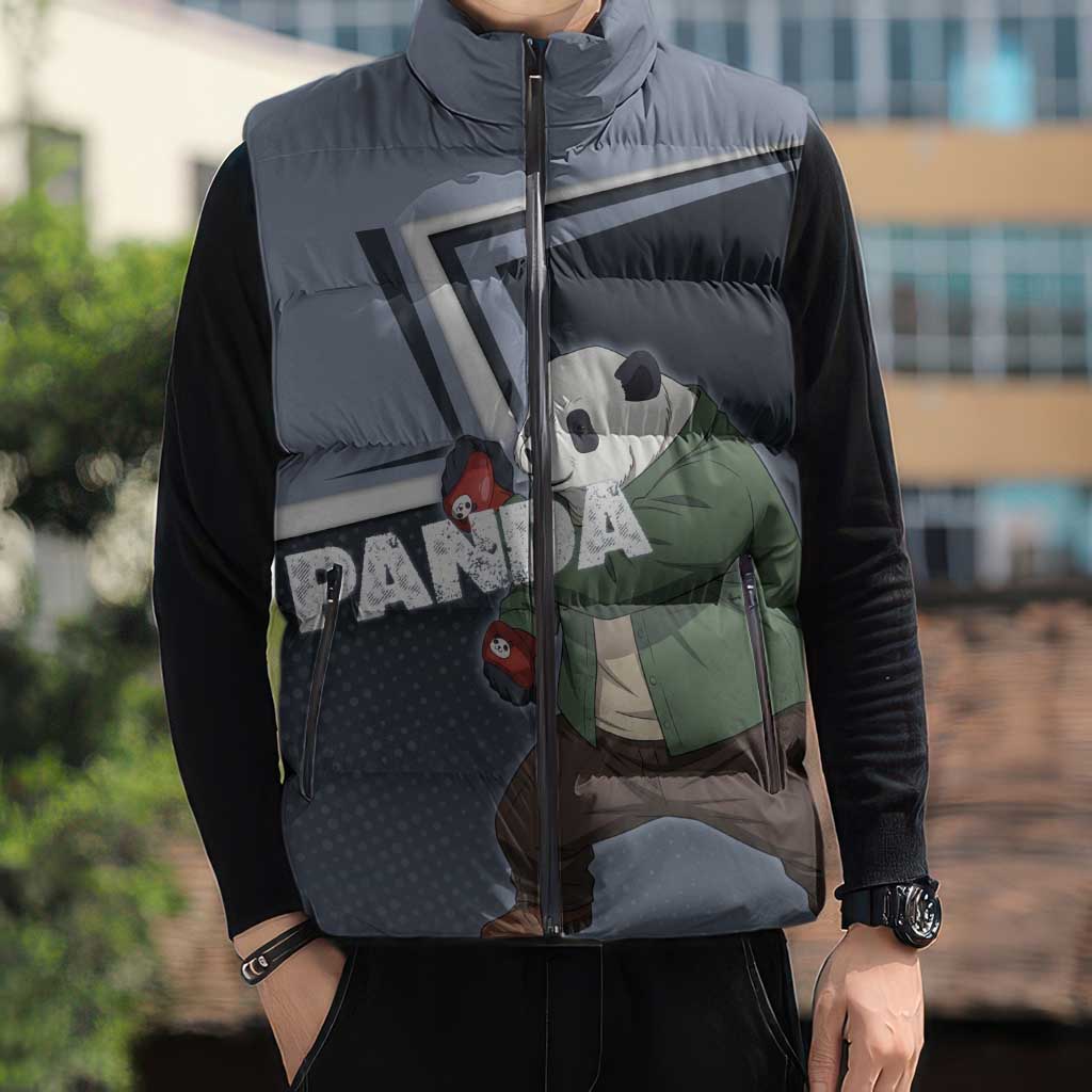 Panda Sleeveless Puffer Jacket Urban Anime Combat Style