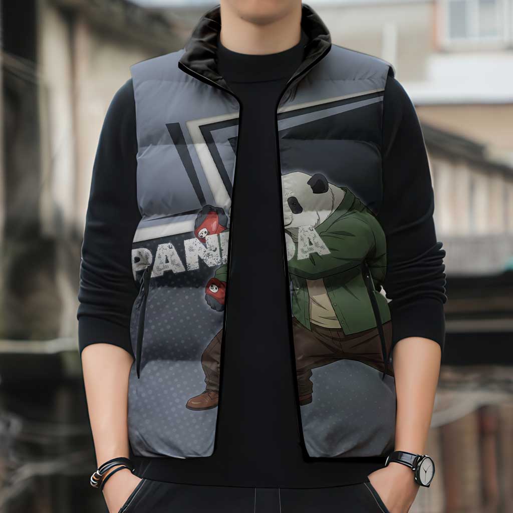 Panda Sleeveless Puffer Jacket Urban Anime Combat Style