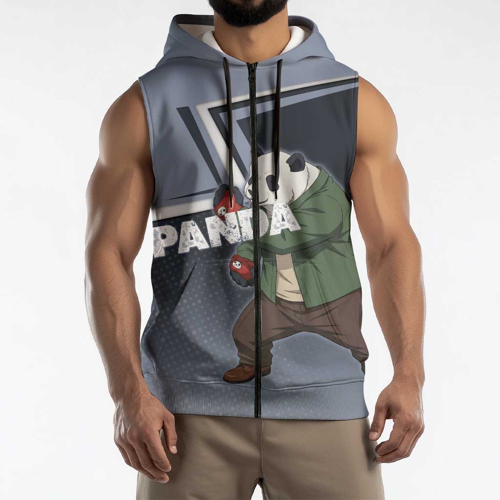 Panda Sleeveless Zip Hoodie Urban Anime Combat Style