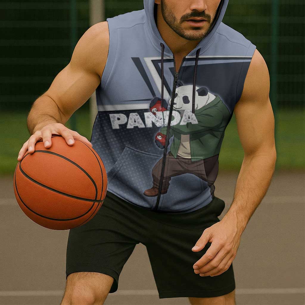 Panda Sleeveless Zip Hoodie Urban Anime Combat Style