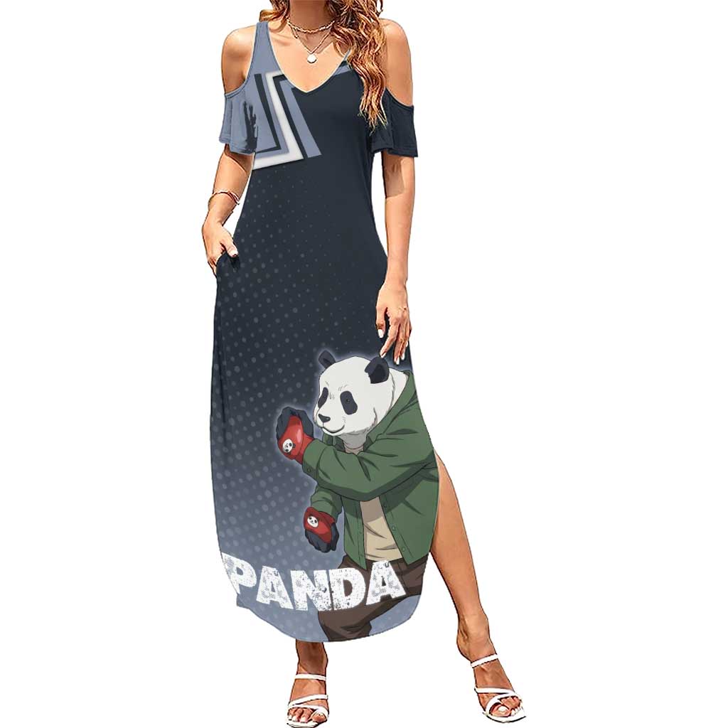 Panda Summer Maxi Dress Urban Anime Combat Style