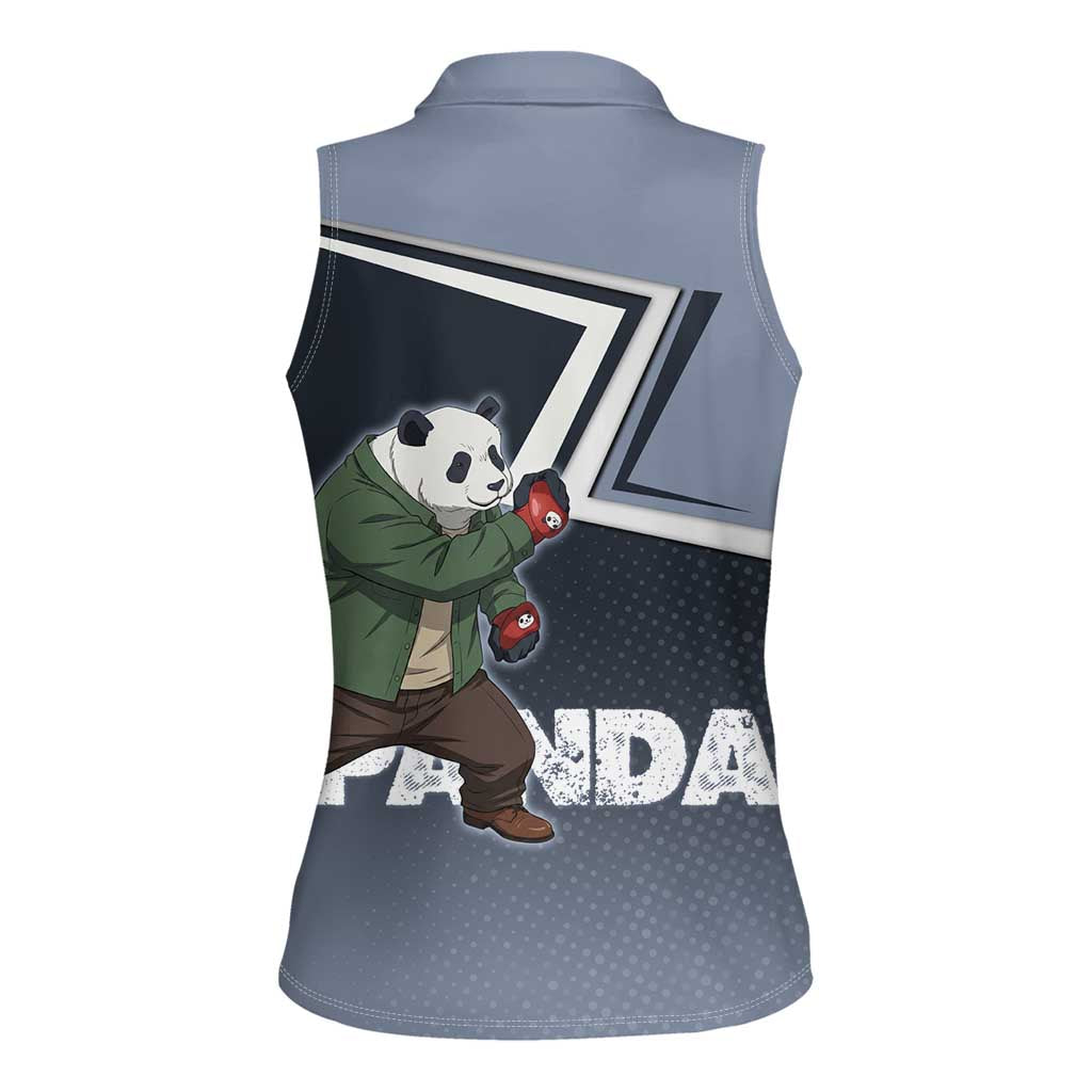 Panda Women Sleeveless Polo Shirt Urban Anime Combat Style