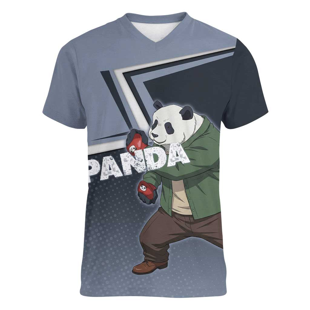 Panda Women V-Neck T-Shirt Urban Anime Combat Style